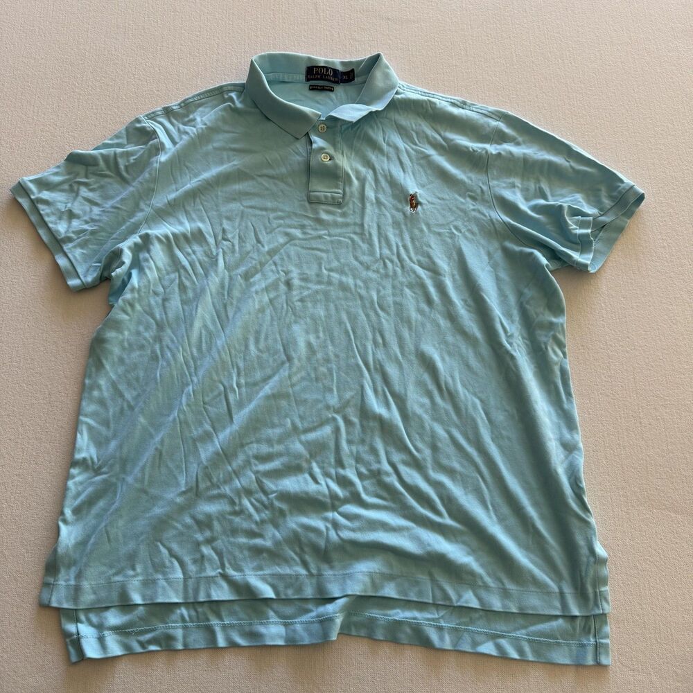 Polo Ralph Lauren Polo Shirt Mens XL Blue Pima Soft Touch Logo Casual Golf